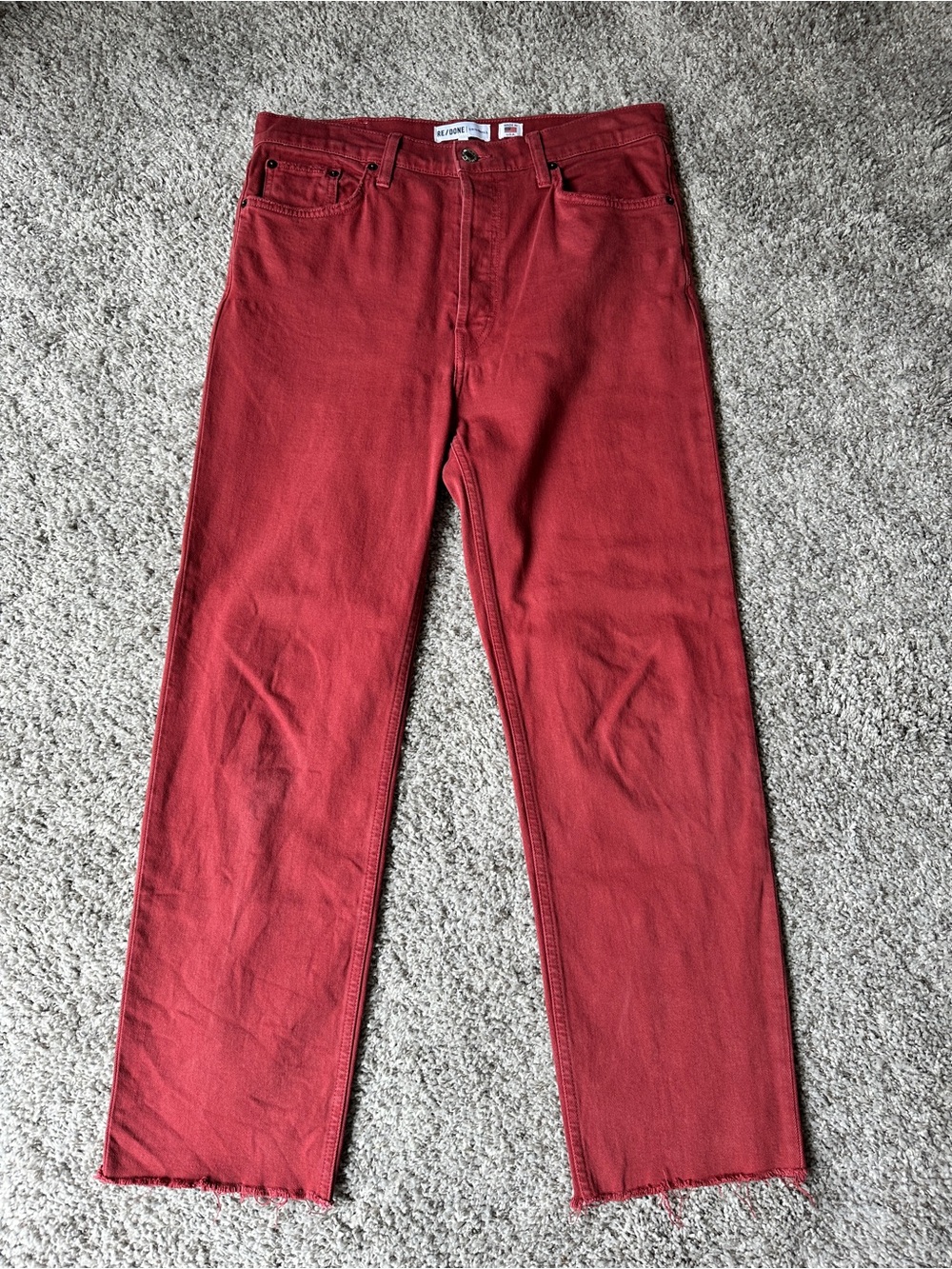 Re/Done High-Rise Stovepipe Jeans in Washed Brick